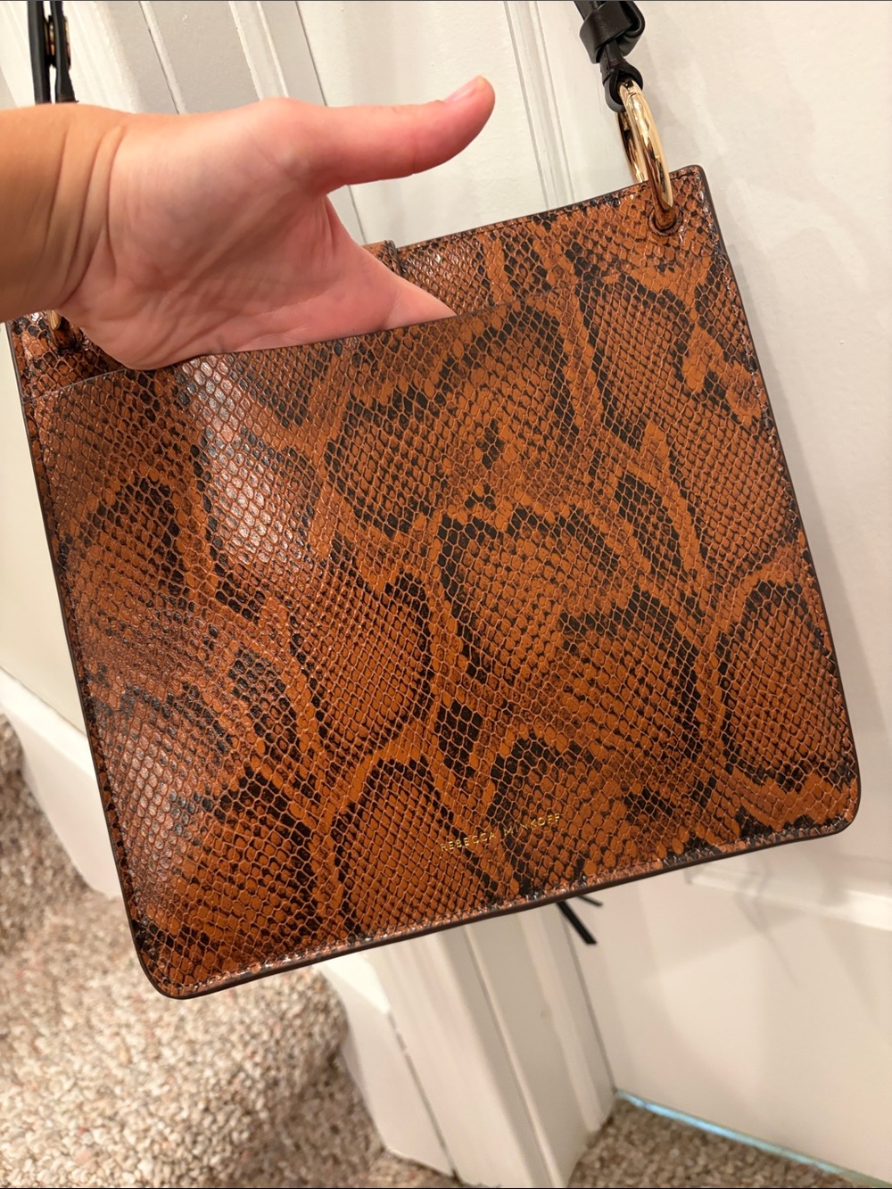 Rebecca Minkoff Brown Snake Skin Shoulder Bag Buckle Detail, Brown Tassel - Picture 6 of 9